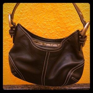 Smooth leather coach shoulder bag